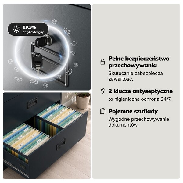 Szafa kartotekowa metalowa z 5 szufladami antracytowa, 900x1620x600 mm: SARA XL V5