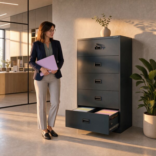 Szafa kartotekowa metalowa z 5 szufladami antracytowa, 900x1620x600 mm: SARA XL V5