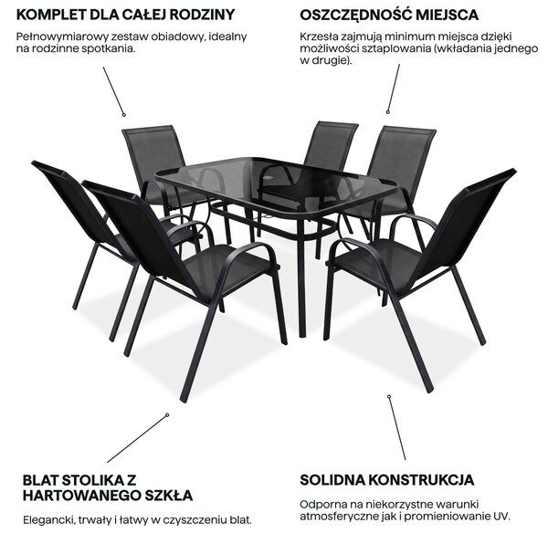 Zestaw ogrodowy BOLOGNA 150/6 Black – Bjørkka