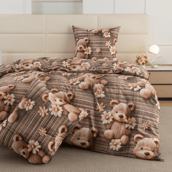 Pościel z mikrofibry SPRING BEAR brązowa Rozmiar pościeli: 70 x 80 cm | 140 x 200 cm