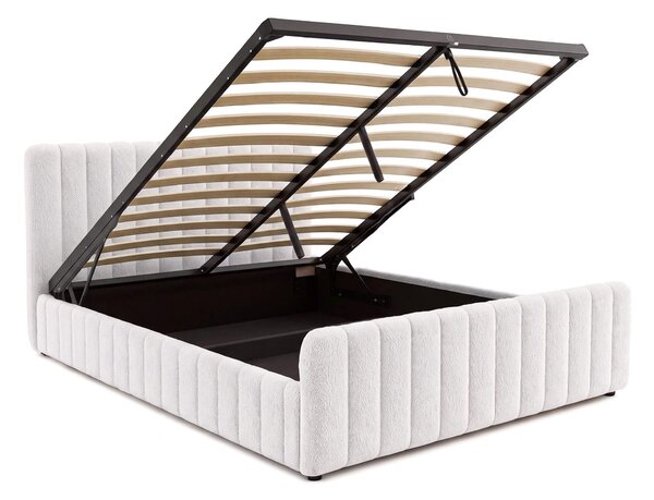 MebleMWM Łóżko tapicerowane z pojemnikiem SFG0167 | 140x200 | Boucle | Biały #2
