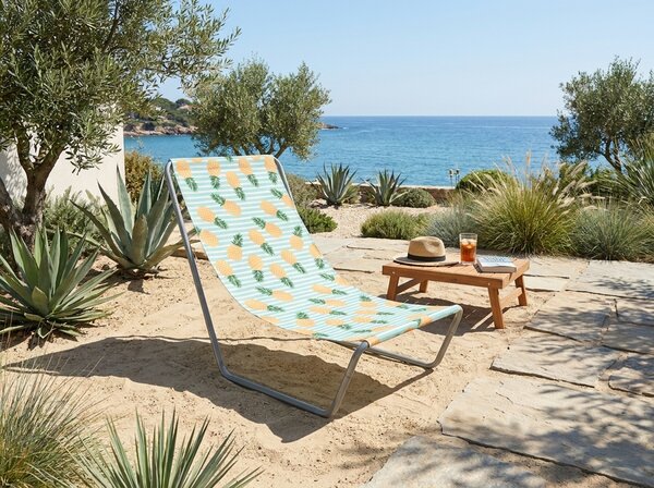 Składany leżak plażowy SAND PINEAPPLE, kolorowy