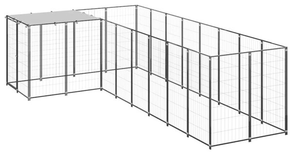 Kojec dla psa, czarny, 6,05 m², stalowy