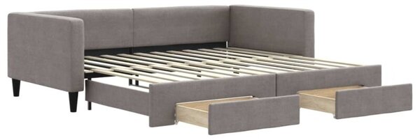 Sofa rozsuwana z szufladami, taupe, 100x200 cm, tkanina