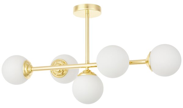 LAMPA WISZĄCA SUFITOWA PLAFON NOWOCZESNA ZŁOTO KLASYCZNE BIAŁE KULE FINO 5 LED