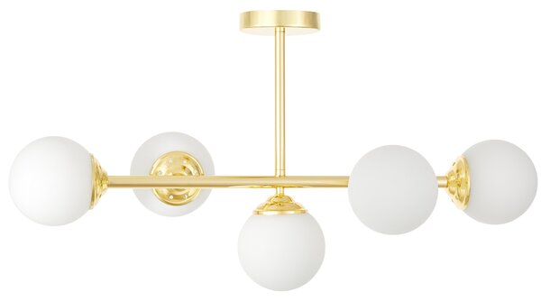 LAMPA WISZĄCA SUFITOWA PLAFON NOWOCZESNA ZŁOTO KLASYCZNE BIAŁE KULE FINO 5 LED
