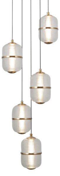 ALANI czarno-złota lampa wisząca klosze szkło siatkowane LED 5x6W 3000K PND-34375-5-BK