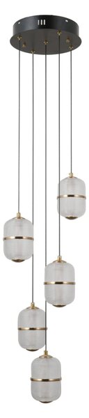 ALANI czarno-złota lampa wisząca klosze szkło siatkowane LED 5x6W 3000K PND-34375-5-BK