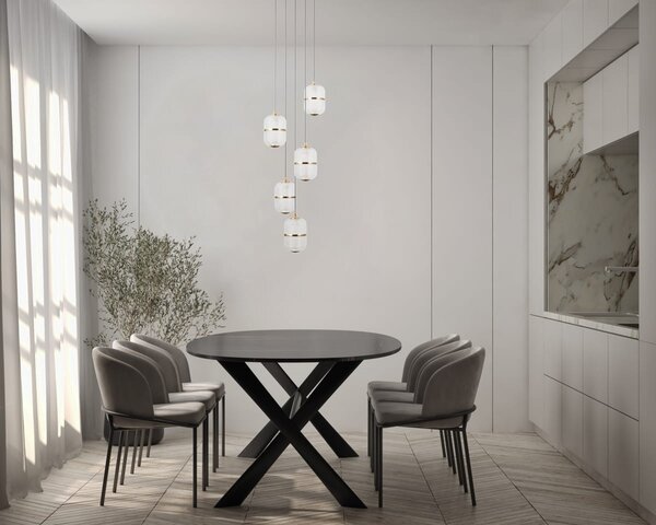 ALANI czarno-złota lampa wisząca klosze szkło siatkowane LED 5x6W 3000K PND-34375-5-BK