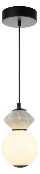 BALOS lampa wisząca biały okrągły klosz ceramika jasnoszara LED 5W 3000K wykończenie czarne PND-94921-1A-BK