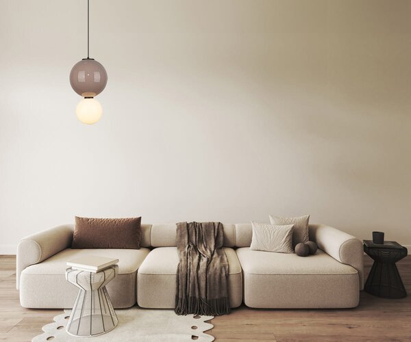 PIEVE lampa wisząca ceramiczna kula beżowa 25cm LED 7W 3000K klosz biały PND-95221-1L-BR