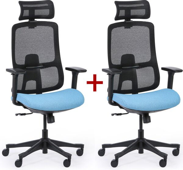 Krzesło biurowe LYNX 1+1 GRATIS, niebieski