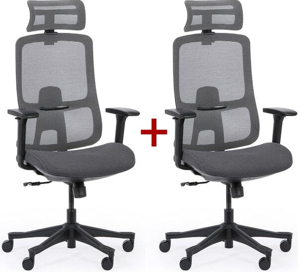 Krzesło biurowe LYNX 1+1 GRATIS, szary