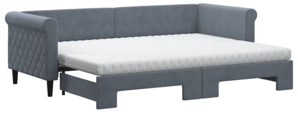 Sofa rozsuwana z materacami, ciemnoszara, 80x200 cm, aksamit