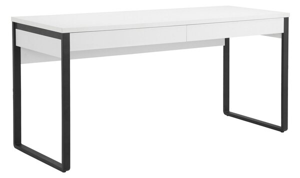 Biurko w industrialnym stylu 160cm, białe z czarnymi nogami