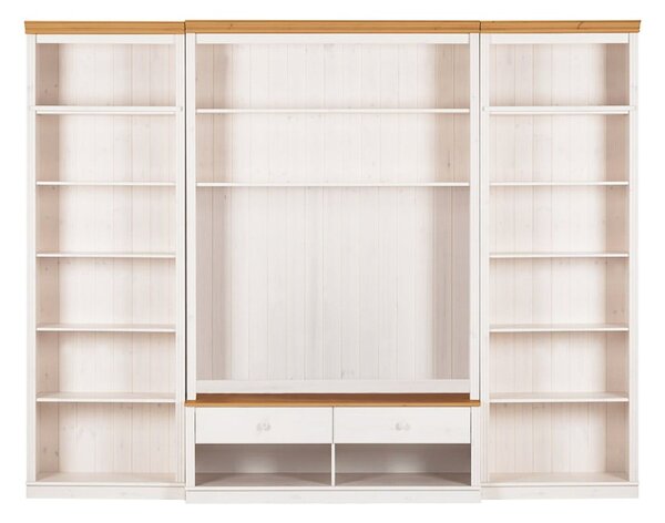 Biały zestaw pod TV z litego drewna sosnowego 288x223 cm Anita – Støraa