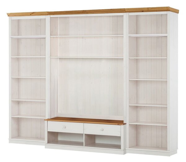 Biały zestaw pod TV z litego drewna sosnowego 288x223 cm Anita – Støraa
