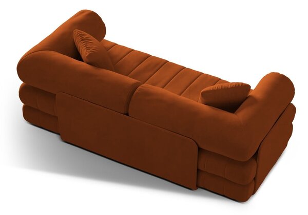Aksamitna rozkładana sofa w kolorze terakoty 206 cm Kemi – Cosmopolitan Design