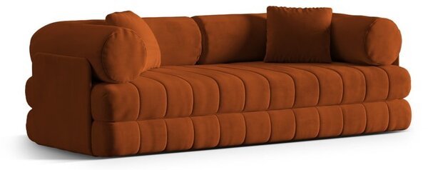 Aksamitna rozkładana sofa w kolorze terakoty 206 cm Kemi – Cosmopolitan Design