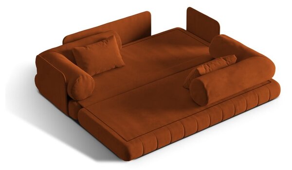 Aksamitna rozkładana sofa w kolorze terakoty 206 cm Kemi – Cosmopolitan Design
