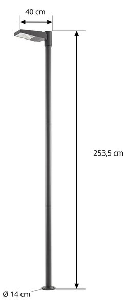 Arcchio – lampa zewnętrzna LED Nefarius, 250 cm, ciemnoszara, IP65 Nefarius, aluminiowy / szary / cynkowy, metal, nowoczesny