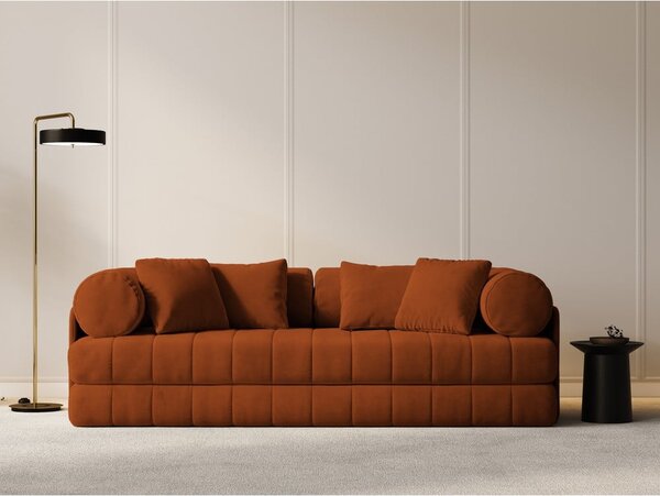 Aksamitna rozkładana sofa w kolorze terakoty 206 cm Kemi – Cosmopolitan Design
