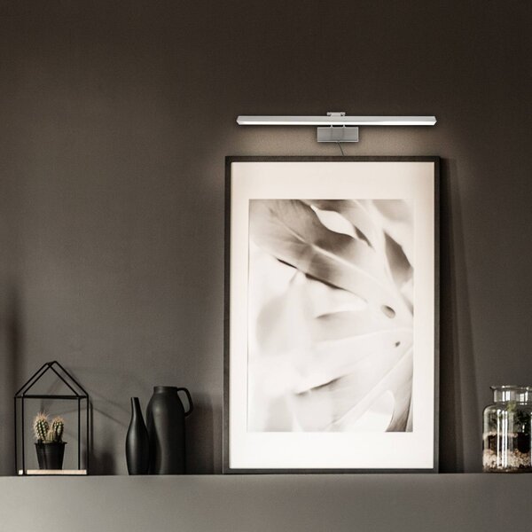 Steinhauer Kinkiet LED Litho, stal, metal, CCT, szerokość 60 cm możliwość ściemniania, aluminiowy / szary / cynkowy, salon / jadalnia, metal