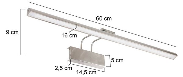Steinhauer Kinkiet LED Litho, stal, metal, CCT, szerokość 60 cm możliwość ściemniania, aluminiowy / szary / cynkowy, salon / jadalnia, metal