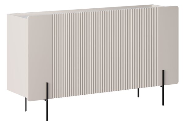 Komoda Malmi 150 cm trzydrzwiowa - kaszmir / crema bianca / czarne nóżki