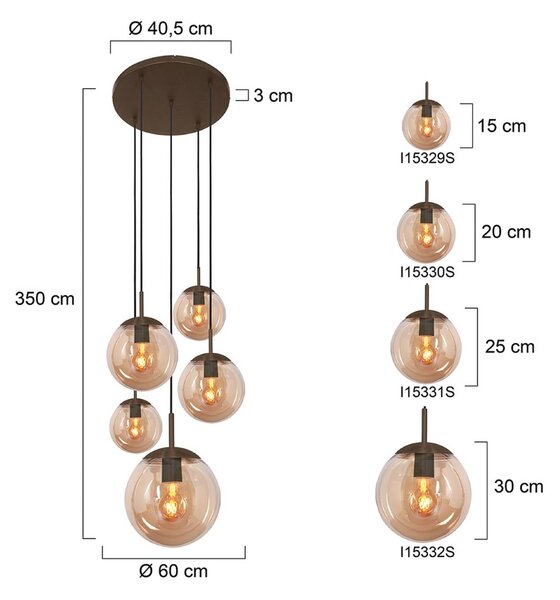 Steinhauer Lampa wisząca, możliwość ściemniania, brązowy / rdzawy, salon / jadalnia, szkło