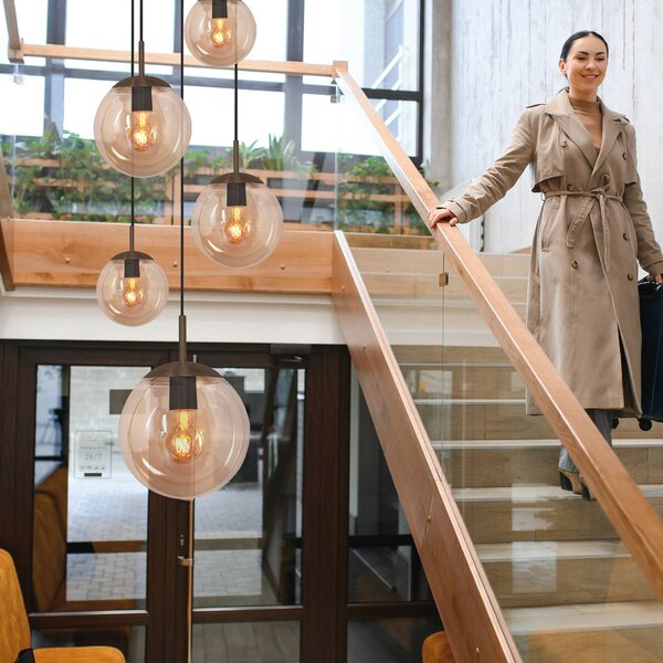 Steinhauer Lampa wisząca, możliwość ściemniania, brązowy / rdzawy, salon / jadalnia, szkło