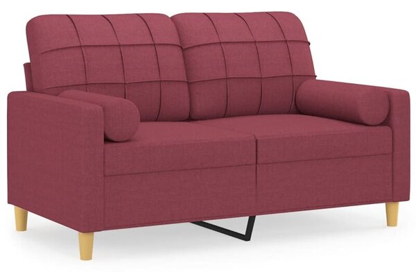 Sofa 2-osobowa z poduszkami, winna czerwieÅ, 120 cm, tkanina