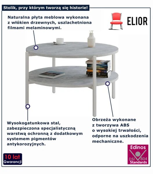 Okrągły nowoczesny stolik kawowy beton Z8-H48