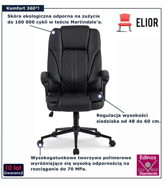 Czarny obrotowy fotel biurowy L4-C25