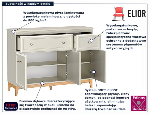 Kaszmirowa komoda na nóżkach P8-B95