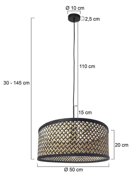 Steinhauer Lampa wisząca Sparkled Light, możliwość ściemniania, czarny, salon / jadalnia, bambus