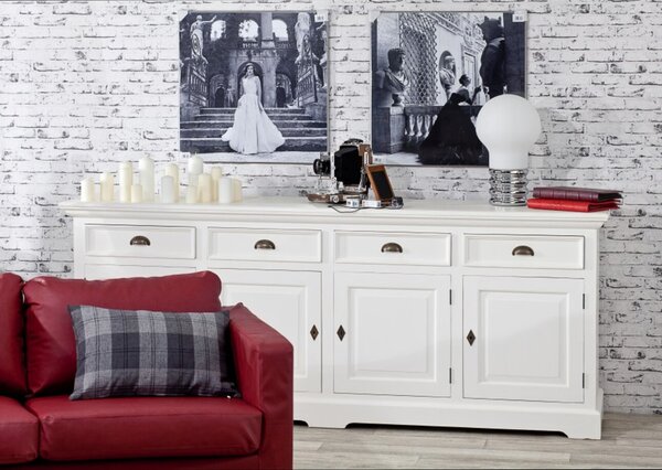 Komoda Brighton 4 drzwi + 4 szuflady white