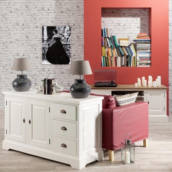 Komoda Brighton 3 szuflady + 2 drzwi white