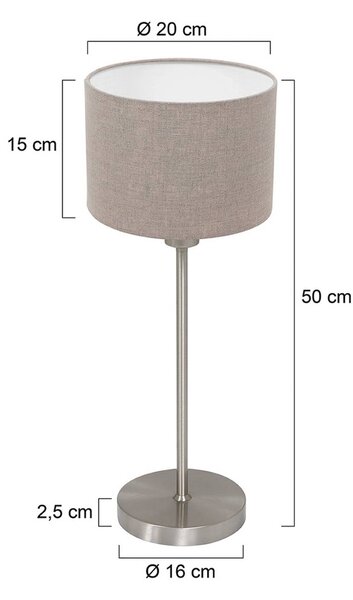Mexlite Lampa stołowa Noor, aluminiowy / szary / cynkowy, salon / jadalnia, metal