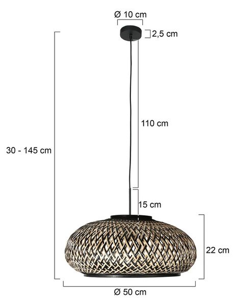 Steinhauer Lampa wisząca Sparkled Light, możliwość ściemniania, czarny, salon / jadalnia, bambus