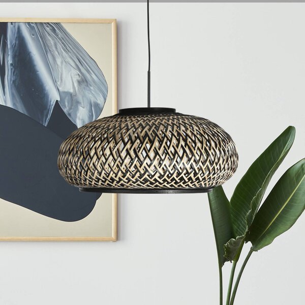 Steinhauer Lampa wisząca Sparkled Light, możliwość ściemniania, czarny, salon / jadalnia, bambus