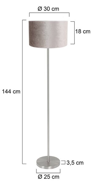 Mexlite Lampa stojąca Noor, aluminiowy / szary / cynkowy, salon / jadalnia, metal