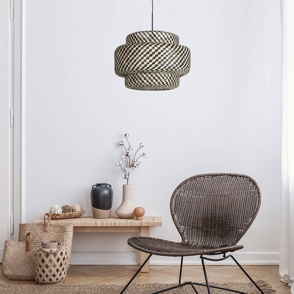 Steinhauer Lampa wisząca Sparkled Light, możliwość ściemniania, czarny, salon / jadalnia, bambus