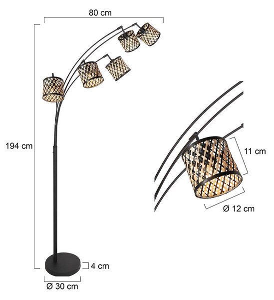 Mexlite Lampa stojąca Sumba, możliwość ściemniania, czarny, salon / jadalnia, metal