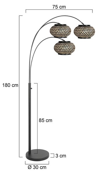 Steinhauer Lampa łukowa - lampa stojąca Nox Light, czarny, salon / jadalnia, metal