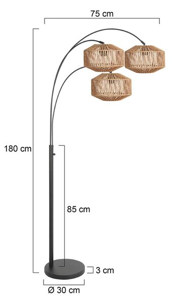 Steinhauer Lampa łukowa - lampa stojąca Nox Light, czarny, salon / jadalnia, metal