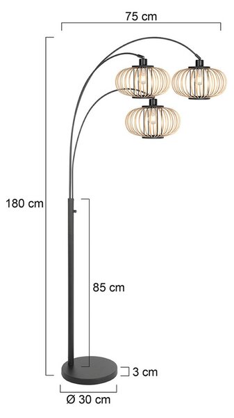 Steinhauer Lampa łukowa - lampa stojąca Nox Light, czarny, salon / jadalnia, metal