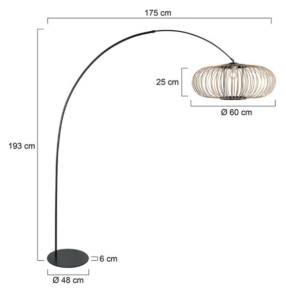 Anne Light Lampa łukowa - lampa stojąca Curve, czarny, salon / jadalnia, metal