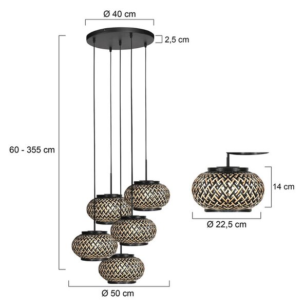 Steinhauer Lampa wisząca NoxLight, możliwość ściemniania, czarny, salon / jadalnia, metal