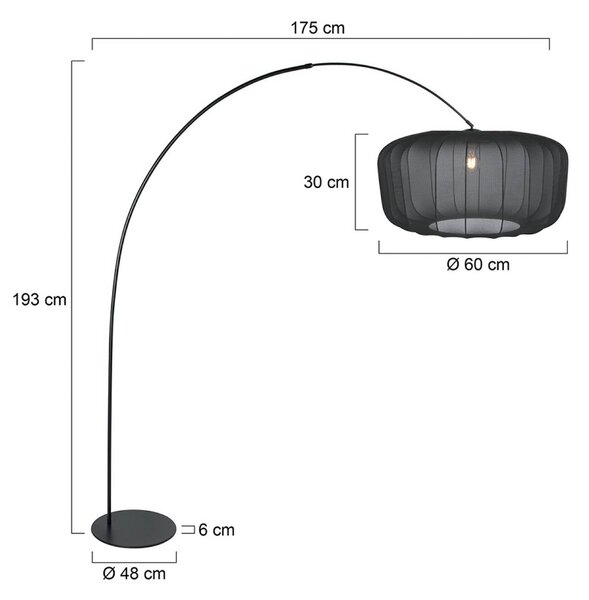 Anne Light Lampa łukowa - lampa stojąca Curve, czarny, salon / jadalnia, metal, nowoczesny